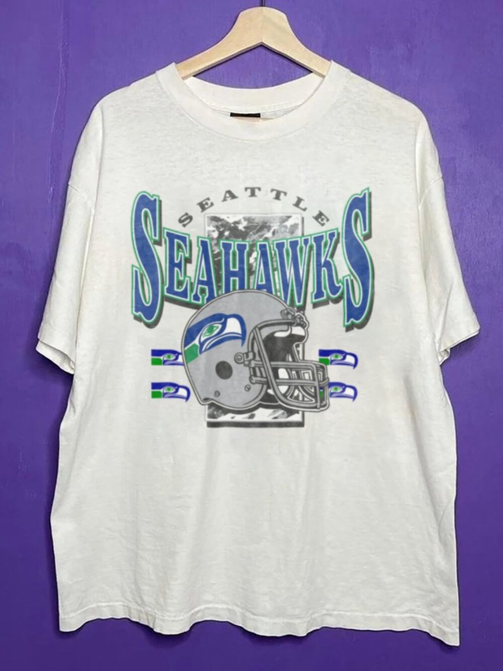 90s Vintage Seattle Seahawks Football Shirt Retro Seattle NFL Big Logo Shirt Tee